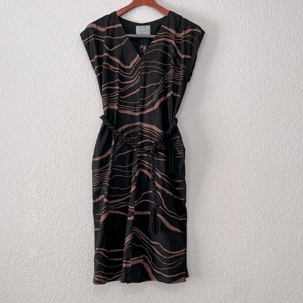 Tonle Abstract Upcycled Dress with Rope Belt